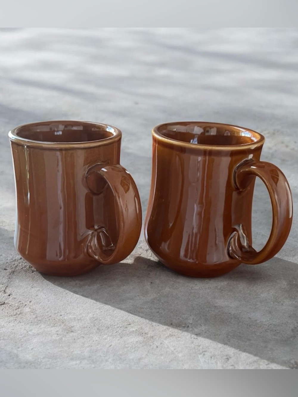 Vintage Diner Coffee Cups Restaurant Ware Glazed MCM Brown Set of 2